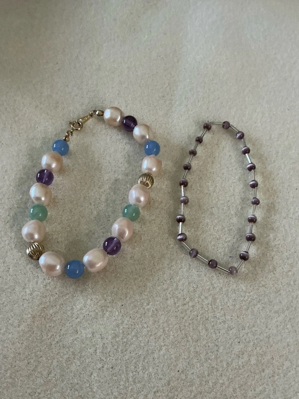Multi-Color Pearl & Bead Bracelet - 8” and stretch